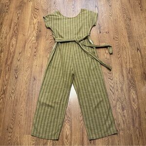 Ace & Jig Yellow striped cap sleeve jumpsuit belted straight leg oversized